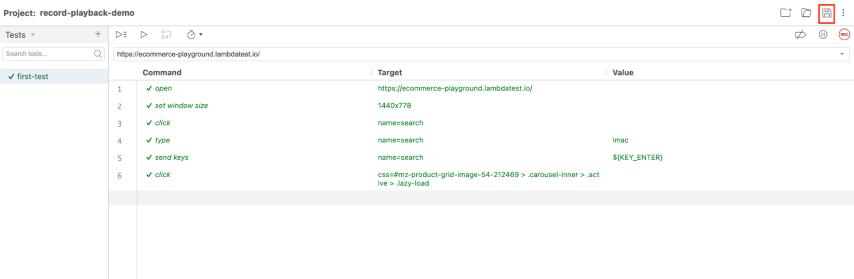 Selenium IDE and click on the save project Selenium IDE and click on the save project