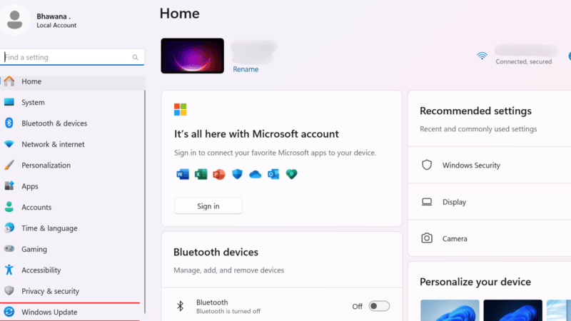 click on Windows Update.