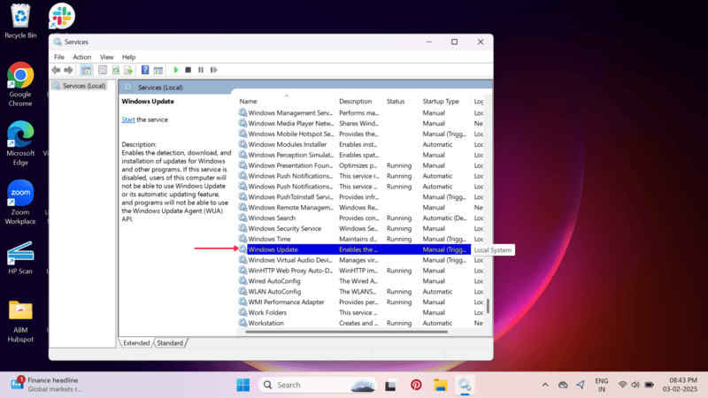 click on “Windows Update.”