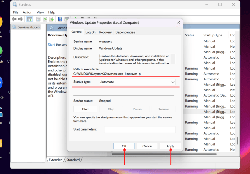  then click on “Apply” and “Ok”