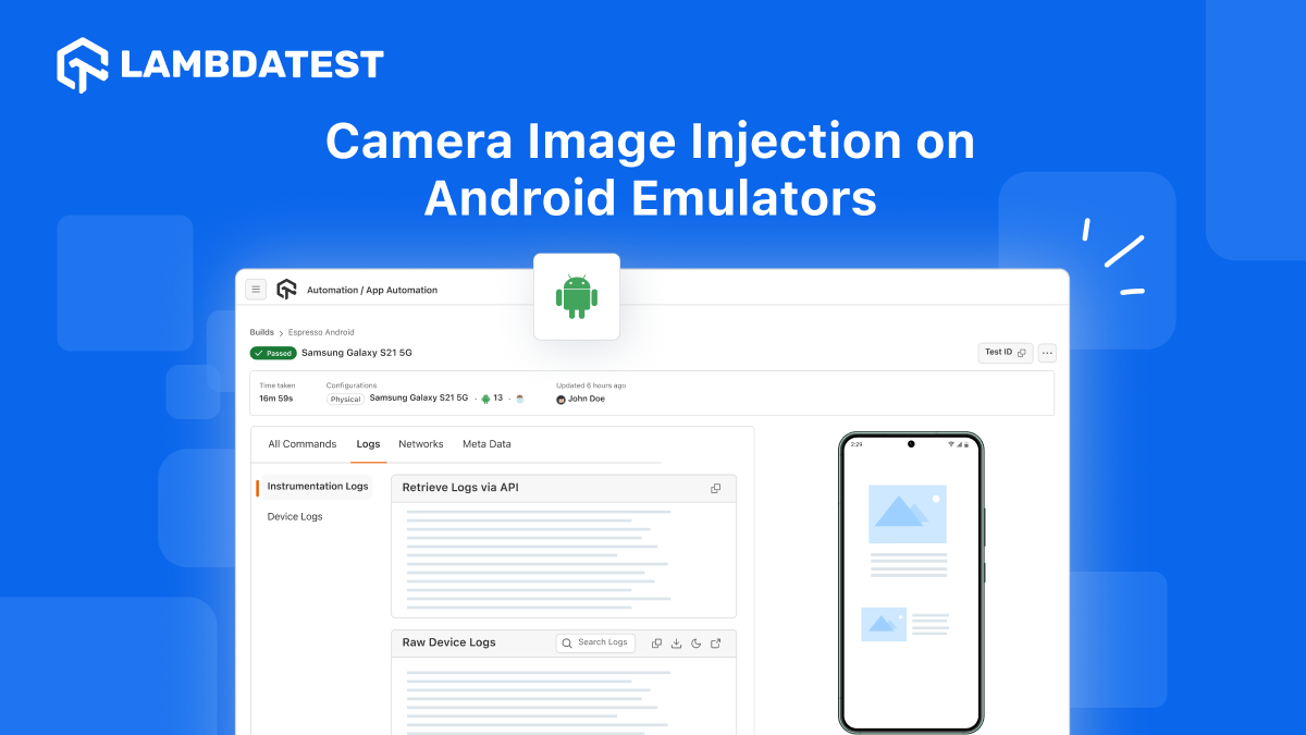 Automate Camera Image Injection Testing With Android Emulators on TestMu AI (Formerly LambdaTest) | TestMu AI (Formerly LambdaTest)