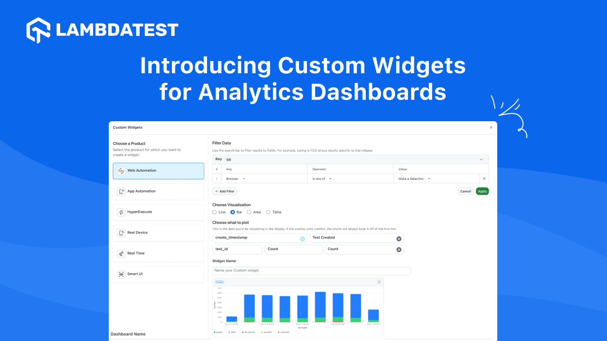 Create Personalized Dashboards in Insights With Custom Widgets | TestMu AI (Formerly LambdaTest)