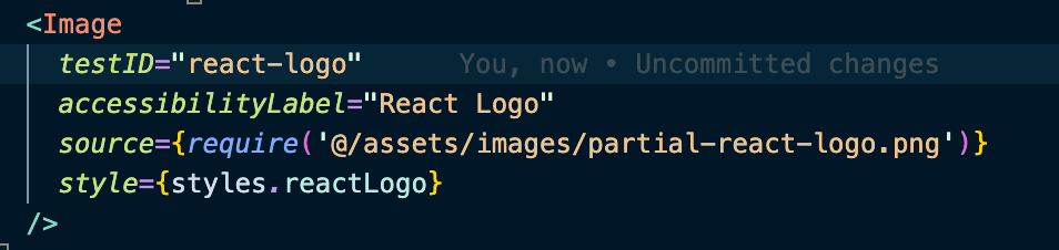 testID set as react-logo and the accessibility label set as React Logo