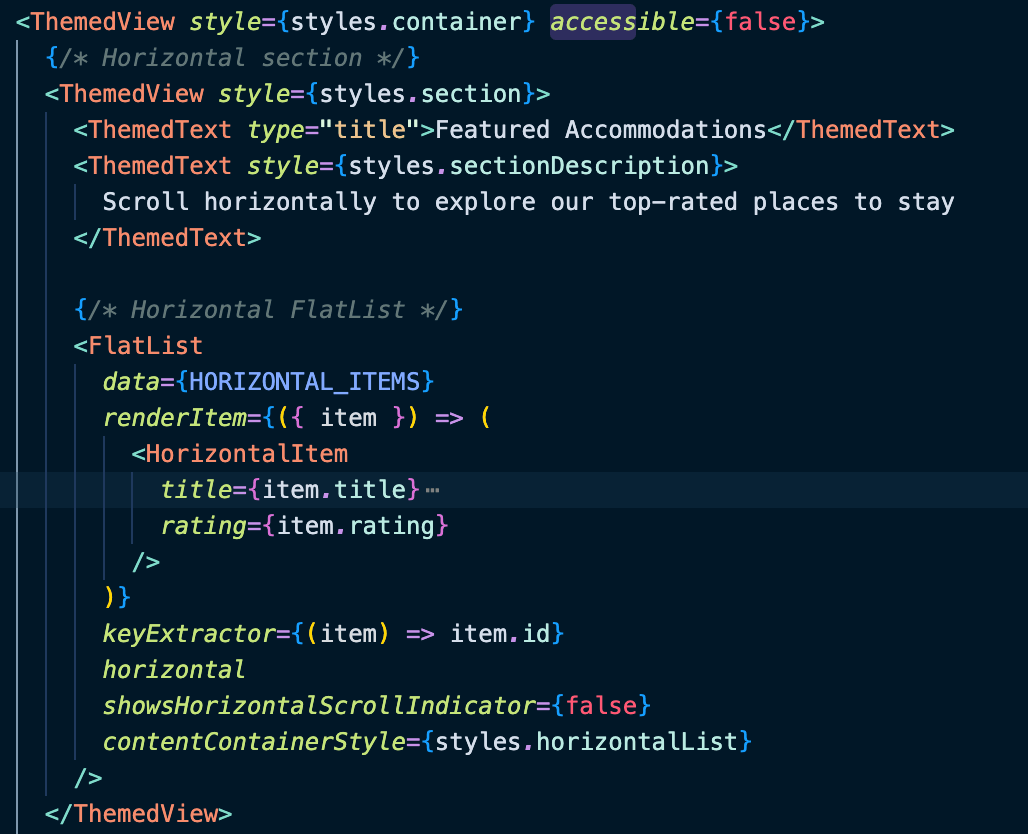 accessible property set to false for the themed view containing many child elements