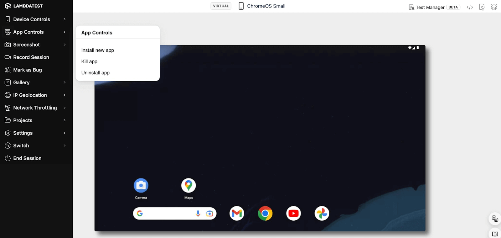chromeOS app test
