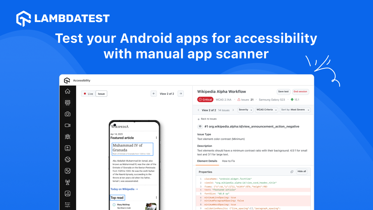 Streamline Your Android Accessibility Testing with the All-New Manual App Scanner | TestMu AI (Formerly LambdaTest)