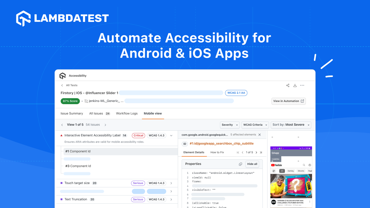 Build Inclusive Mobile Apps: Automated Accessibility Testing for Android & iOS | TestMu AI (Formerly LambdaTest)