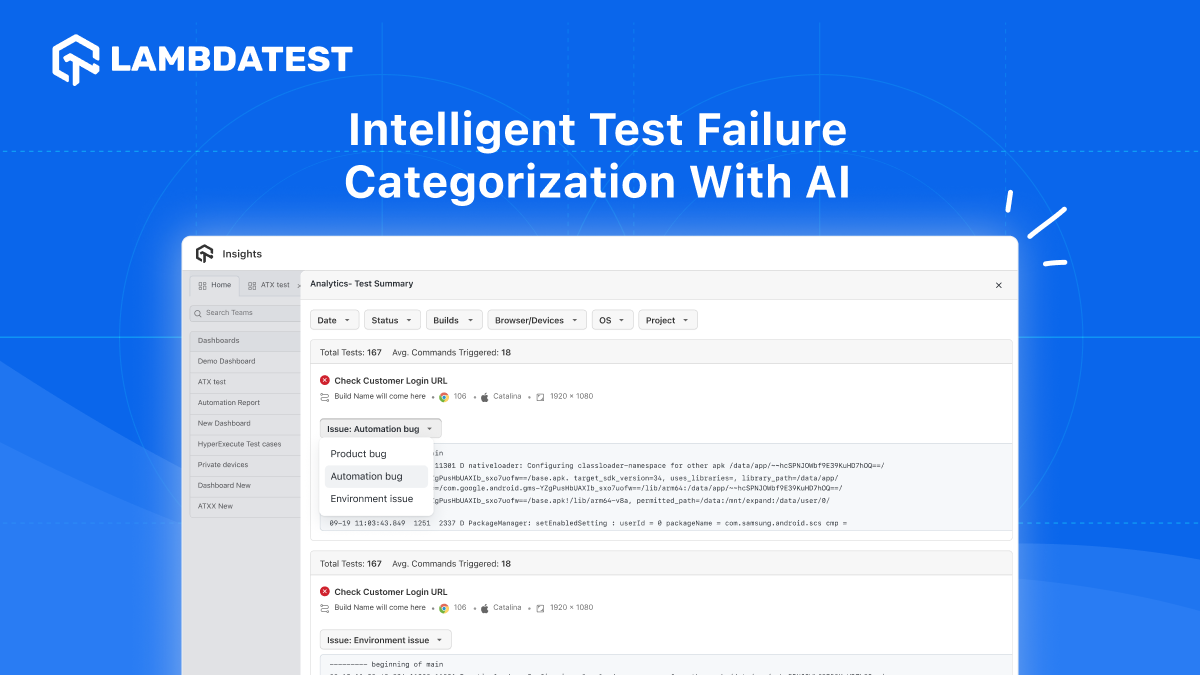 Intelligent Test Failure Categorization With AI | TestMu AI (Formerly LambdaTest)
