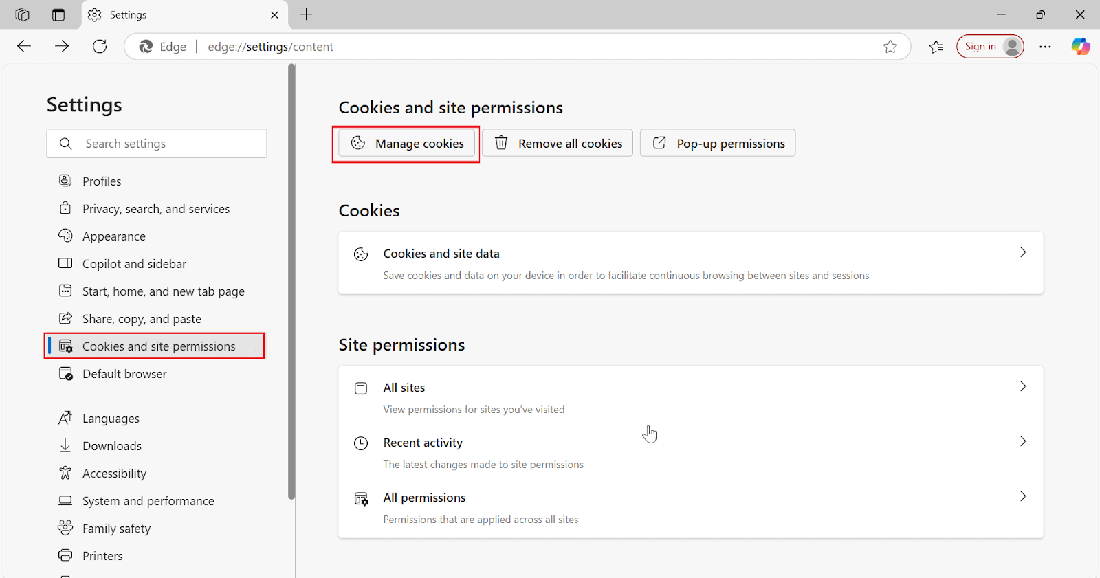 site permissions
