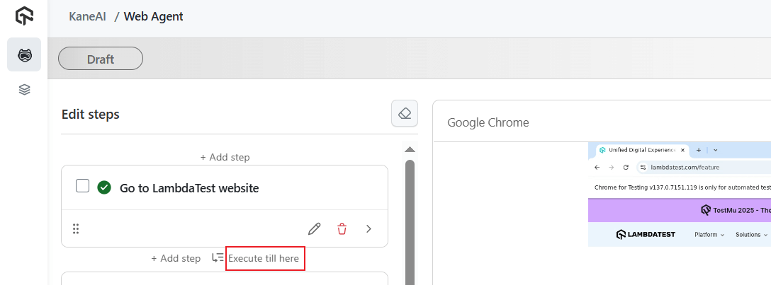 'Execute till here’ Feature
