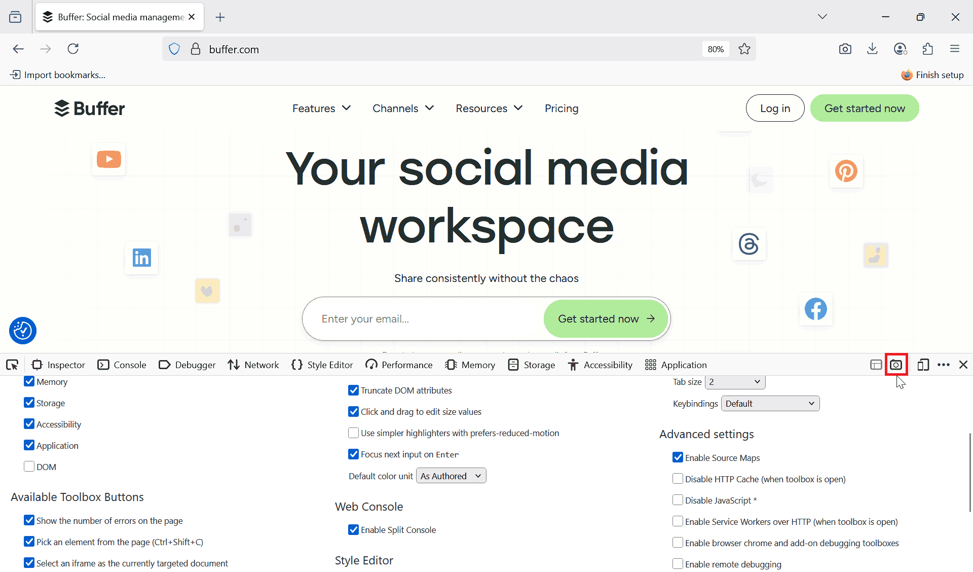 Firefox Developer Tools Camera