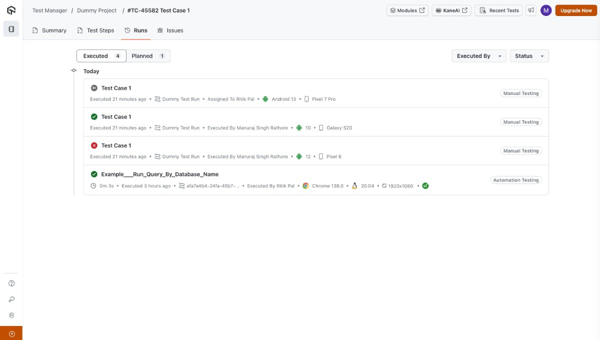 Planned Instances in Test Manager