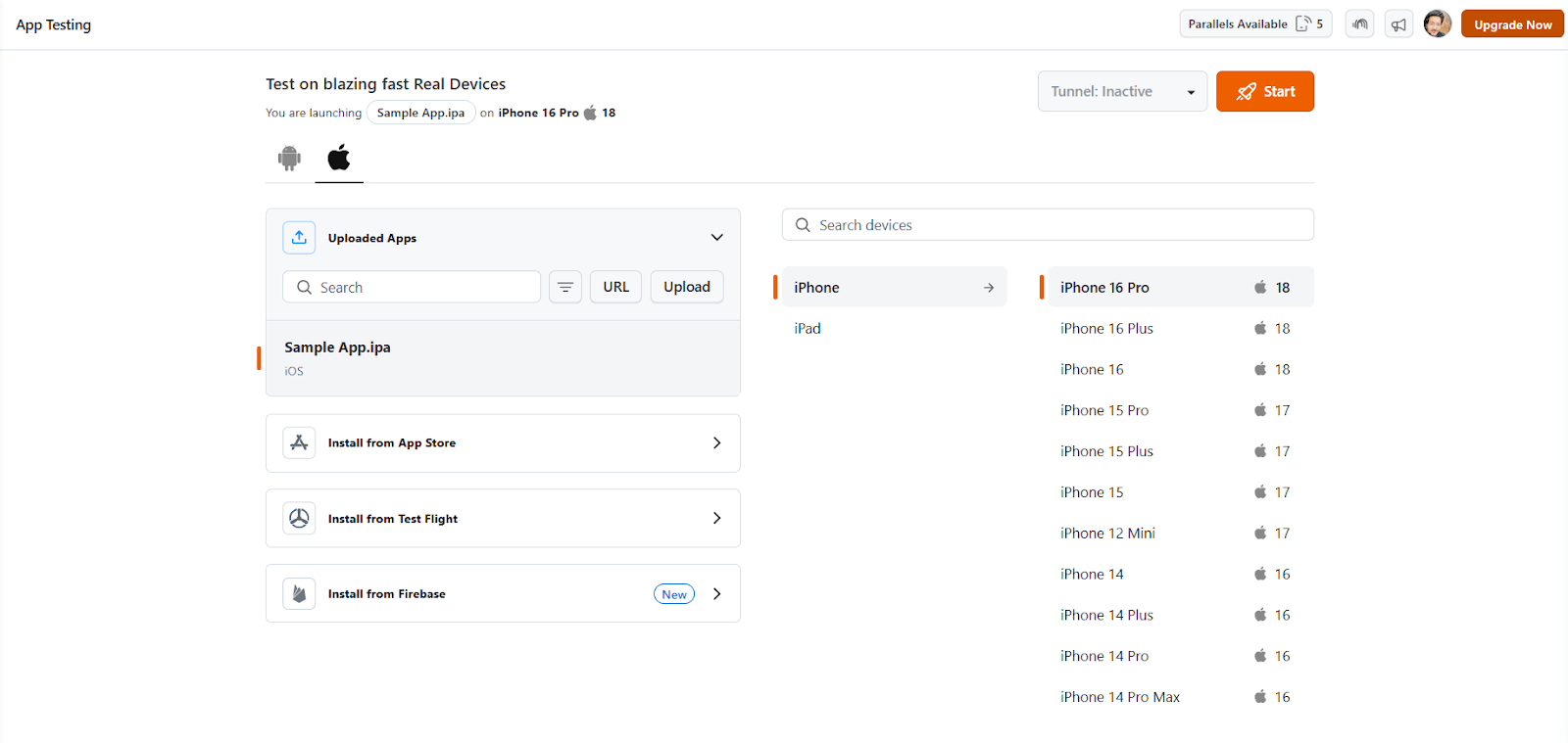 ipa file from your local system