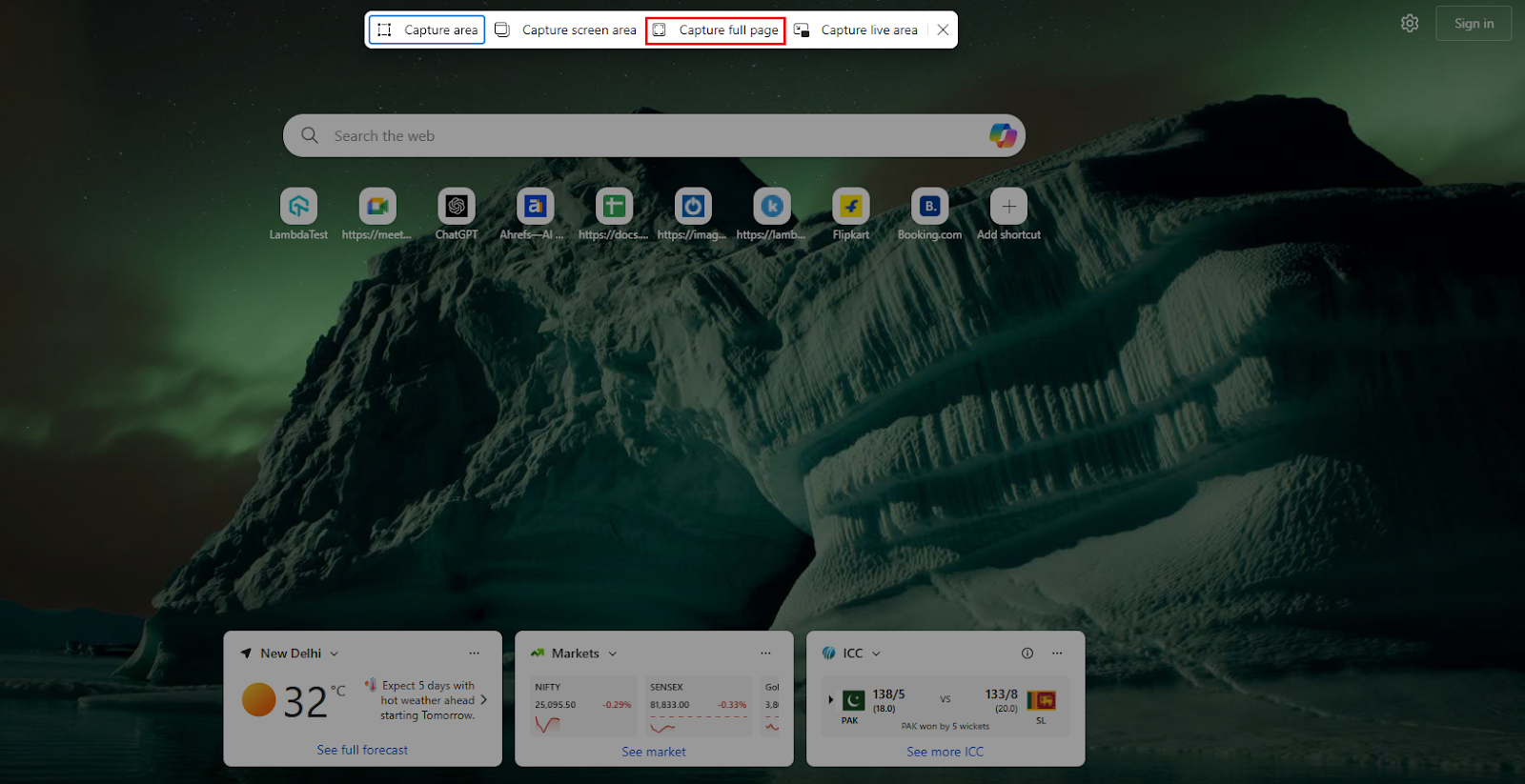 Full-Page Screenshot in Microsoft Edge