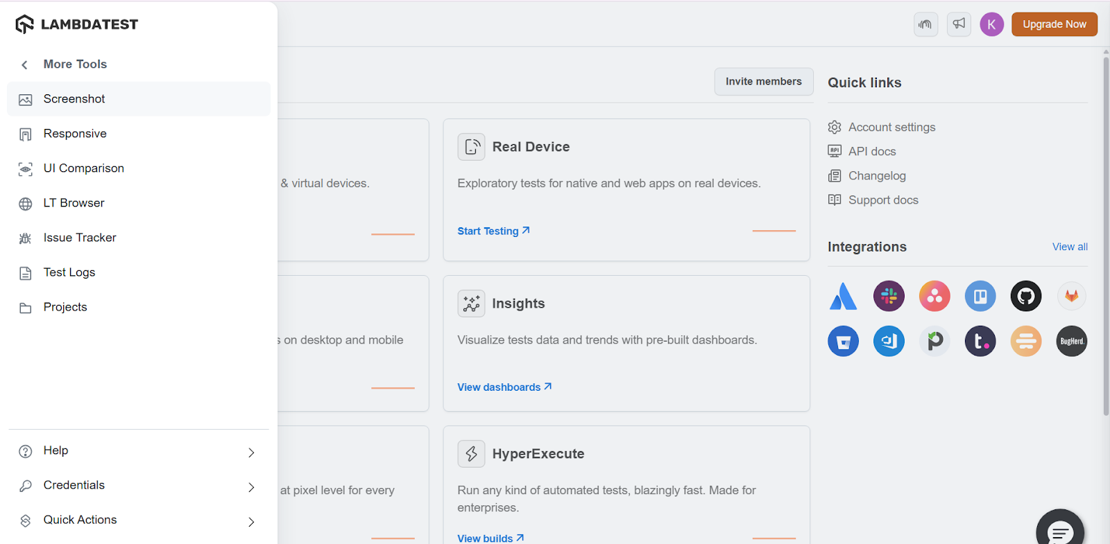 LambdaTest Dashboard