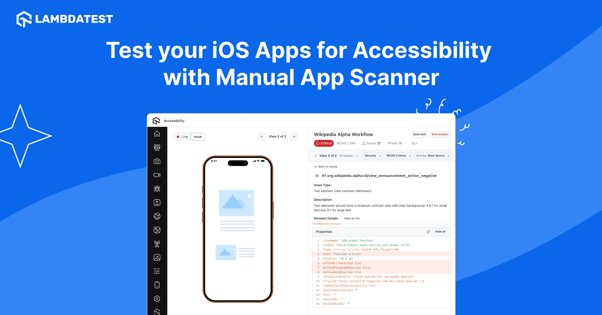 TestMu AI (Formerly LambdaTest) Expands Accessibility Testing to iOS with Manual App Scanner