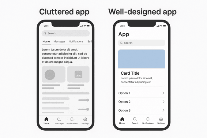 Cluttered vs Well Design App