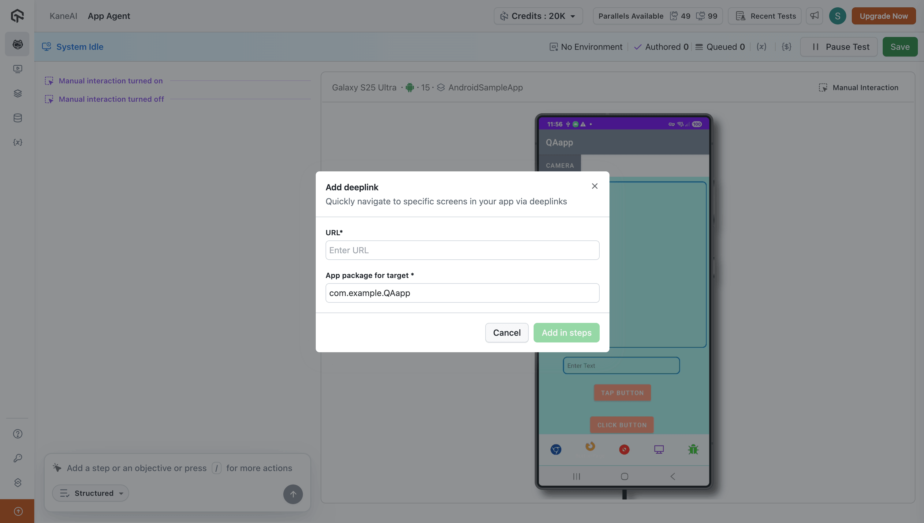 Deeplinks in LambdaTest KaneAI