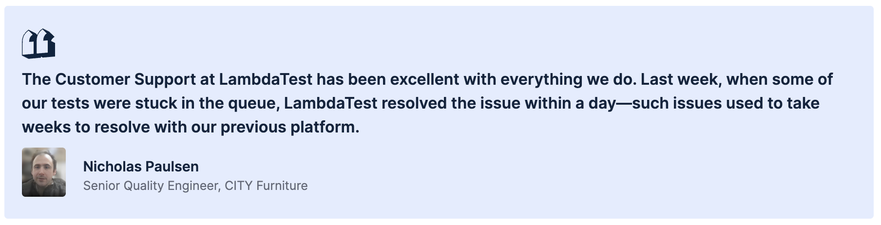 Nicholas Paulsen review about LambdaTest