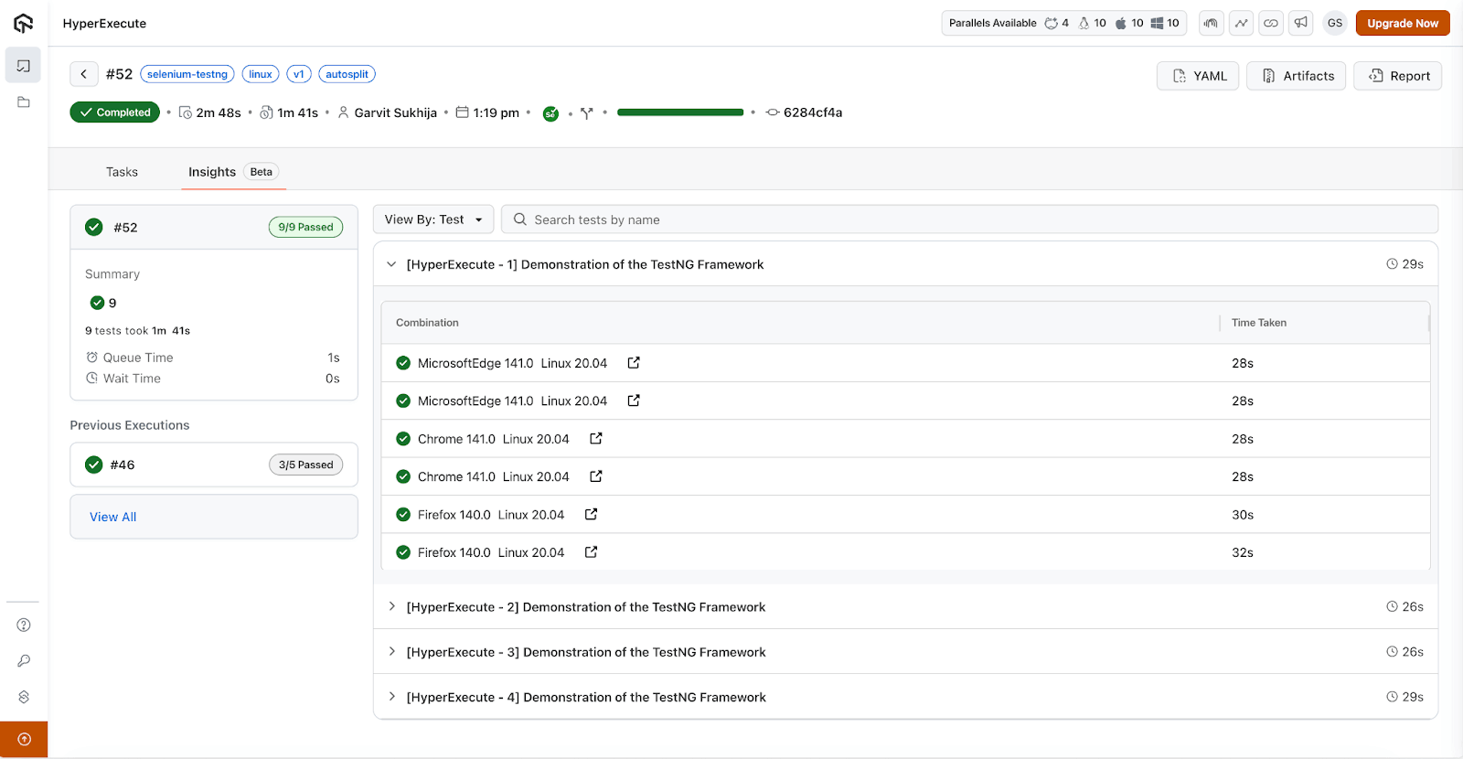 HyperExecute Test Result
